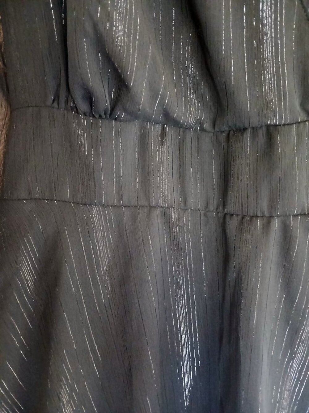 Japna Black Metallic Shimmer Tiered Flowy Dress XL Boho Romantic Cottagecore - Picture 6 of 7
